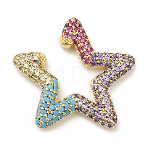 Colorful Rhinestone Star Cuff Earrings EJEW-D059-06G-01-1