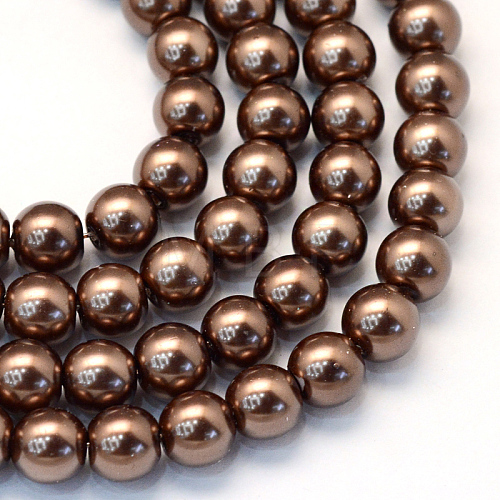 Baking Painted Pearlized Glass Pearl Round Bead Strands HY-Q330-8mm-52-1