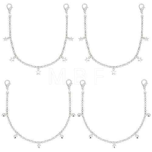 Gorgecraft 4Pcs 2 Style Alloy Rhinestone Shoe Chains DIY-GF0007-31-1