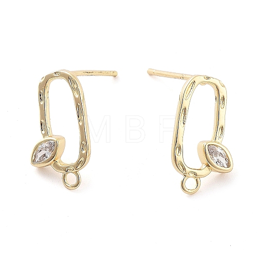 Brass Micro Pave Cubic Zirconia Stud Earring Finding EJEW-Q800-21KCG-1