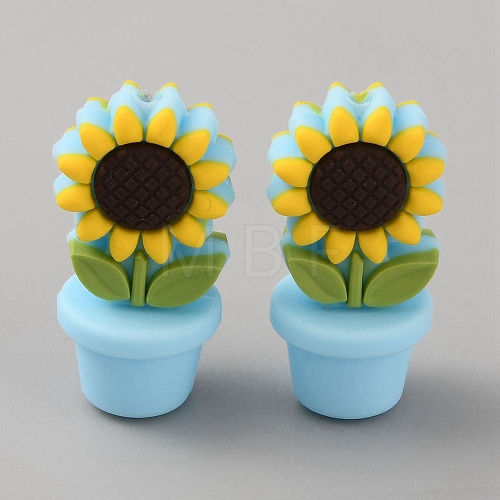 Sunflower Flowerpot Food Grade Eco-Friendly Silicone Beads SIL-TAC0002-20D-1