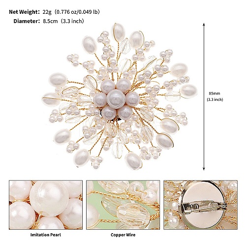 ABS Imitation Pearl Acrylic Flowers Brooch PW-WG53798-04-1