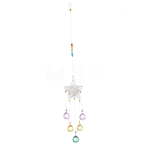 Star Iron Colorful Chandelier Decor Hanging Prism Ornaments HJEW-P012-03P-1