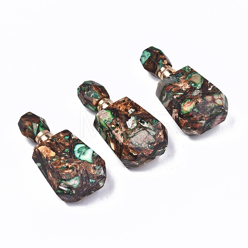 Assembled Synthetic Bronzite and Imperial Jasper Openable Perfume Bottle Pendants G-S366-059E-1