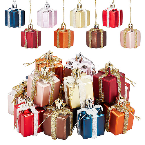 16Pcs 8 Colors Christmas Theme Plastic Pendant Decorations AJEW-NB0005-46-1
