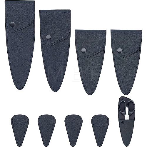 8Pcs 4 Style PU Leather Scissor Tip Protective Covers FIND-BC0003-60-1