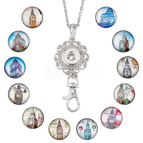 DIY Interchangeable Dome Office Lanyard ID Badge Holder Necklace Making Kit DIY-SC0022-04A-1