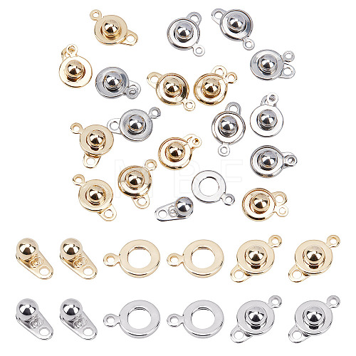 20 Sets 2 Colors 201 Stainless Steel Snap Clasps STAS-SC0004-14-1