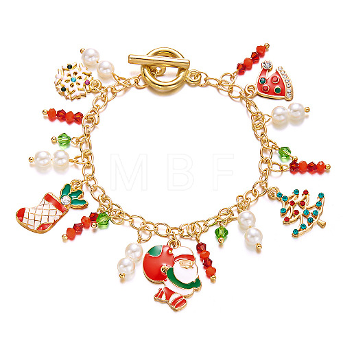 Christmas Alloy Enamel Charm Bracelets PO3722-1-1