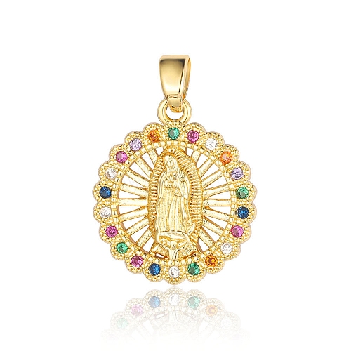 Virgin Mary Theme Brass Micro Pave Cubic Zirconia Pendants PW-WG2DF83-04-1