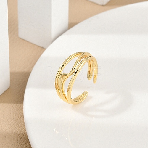 Rack Plating Brass Cuff Rings for Women RJEW-M028-57G-1