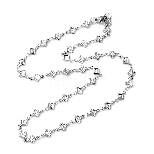 304 Stainless Steel Rhombus Link Chain Necklaces NJEW-H019-03P-1