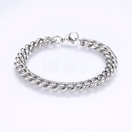 201 Stainless Steel Curb Chain Bracelets BJEW-E343-01A-1