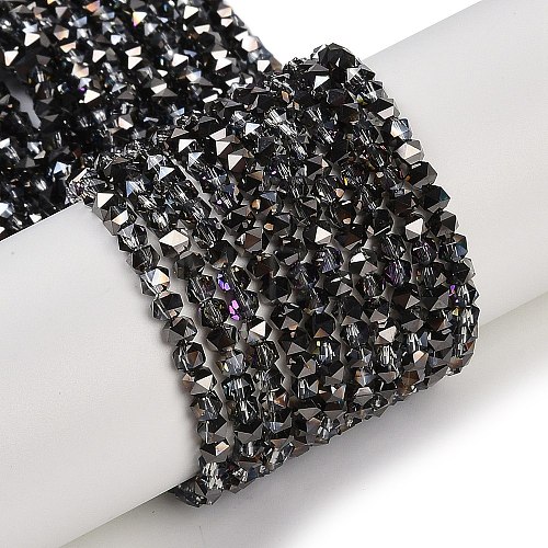 Electroplate Glass Beads Strands GLAA-Q105-02G-1