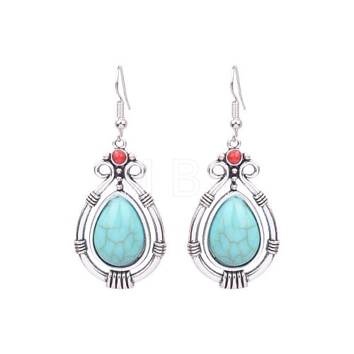 Bohemian Turquoise Earrings Geometric Alloy Vintage Statement Tassel Ear Jewelry ST5152635-1