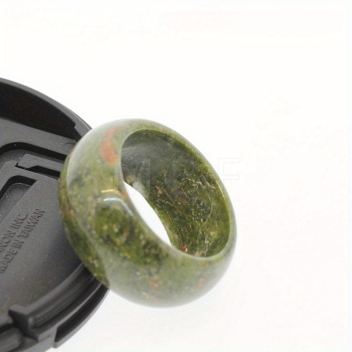 Natural Unakite Plain Band Rings DB0589-20-1