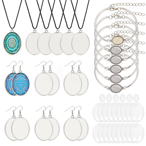 DIY Blank Oval Alloy Jewelry Set Making Kits SJEW-AB00001-1