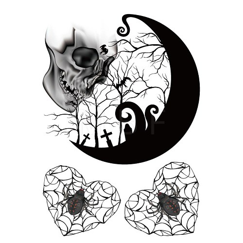Halloween Theme Luminous Body Art Tattoos Stickers SKUL-PW0002-094F-1
