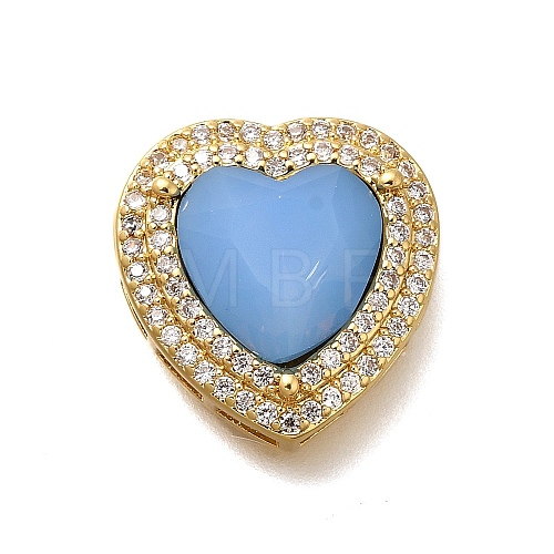 Heart Brass Glass Beads KK-Q043-27G-02-1