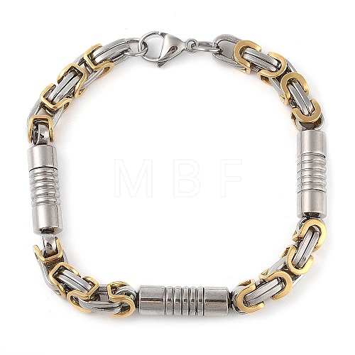 PVD Vacuum Plating 304 Stainless Steel Column Link & Byzantine Chain Bracelet for Men Women BJEW-Z023-09P-1-1