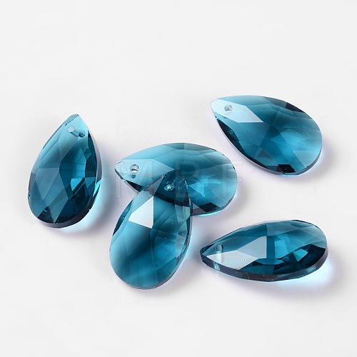 Faceted Teardrop Glass Pendants X-GLAA-O008-B16-1