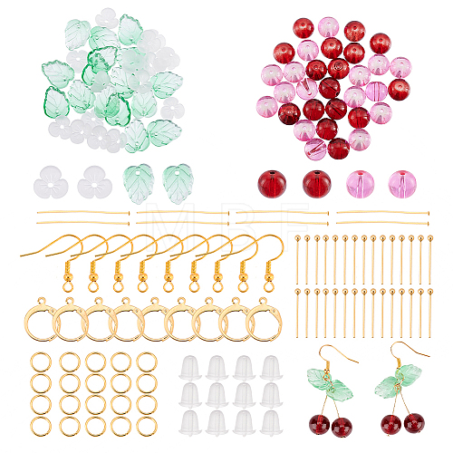 ® DIY Glass Cherry Earring Making Kits DIY-AR0003-02-1