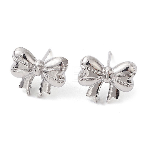 Bowknot Brass Stud Earrings EJEW-M245-13P-1