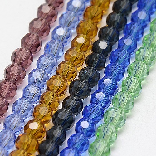 Eco-Friendly Faceted Glass Round Bead Strands EGLA-J042-8mm-M01-1