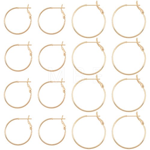16Pcs 2 Size Brass Hoop Earrings KK-BC0011-07-1
