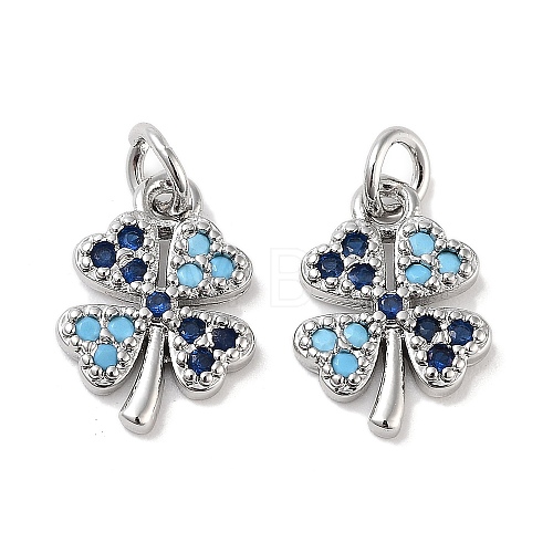 Clover Brass Micro Pave Cubic Zirconia Charms KK-B102-04P-1