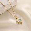 304 Stainless Steel Crystal Rhinestone Emanel Oval with Acrylic Tulip Flower Pendant Cable Chain Necklaces for Women WGD1E82-01-1