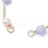 Natuarl & Synthetic Mixed Gemstone Star & Natural Freshwater Pearl Rice & Brass Link Chain Bracelet Making AJEW-JB01456-3