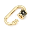 Oval Brass Micro Pave Cubic Zirconia Screw Carabiner Clasps KK-G522-47G-02-2