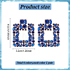 4 Pairs 4 Colors Rhinestone Hollow Square Dangle Stud Earrings EJEW-AN0004-37-2