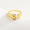 Brass Micro Pave Colorful Cubic Zirconia Cuff Open Rings FS-WG163C1-19-1