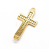 Curved Latin Sideways Cross Brass Micro Pave Cubic Zirconia Links LS-ZIRC-E010-02G-2