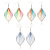 ANATTASOUL 3 Pair 3 Color Bohemia Woven Leaf Dangle Earrings EJEW-AN0001-14-1