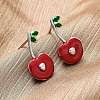 Cherry Brass Enamel Stud Earrings for Women EJEW-G425-02P-3