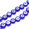 Handmade Evil Eye Lampwork Flat Round Bead Strands LAMP-L058-6mm-12-1