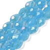Opaque Solid Color Electroplate Glass Beads Strands EGLA-N013-J8mm-B05-1