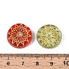 Flat Round with Flower Glass Beads GLAA-T025-74M-3