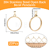 20Pcs 304 Stainless Steel Open Back Bezel Pendants PALLOY-BBC00009-2