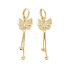 Clear Cubic Zirconia Butterfly Dangle Leverback Earrings EJEW-P224-01G-1