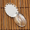 Brass Cabochon Settings and Oval Transparent Clear Glass Cabochons for DIY Jewelry Making KK-MSMC015-14S-RS-5