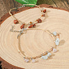 Bohemian Style Synthetic Goldstone and Natural Stone Chip Tassel Raffia Cord Double Layer Anklets FS-WGA75A5-02-1