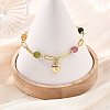Brass Heart Charm Bracelets BJEW-JB13880-2