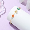 Natural Cultured Freshwater Pearl & Brass & Glass Link Bracelets for Women BJEW-JB14110-2