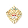Brass Micro Pave Cubic Zirconia Enamel Pendants KK-L250-08G-08-1
