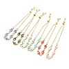 Clear Cubic Zirconia & Enamel Hamsa Hand with Evil Eye Links Slider Bracelet BJEW-A127-02G-1