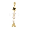 Brass Pave Cubic Zirconia Clear Cubic Zirconia & Natural White Jade & Enamel European Dangle Charms GG-CBA3401-01G-A05-1